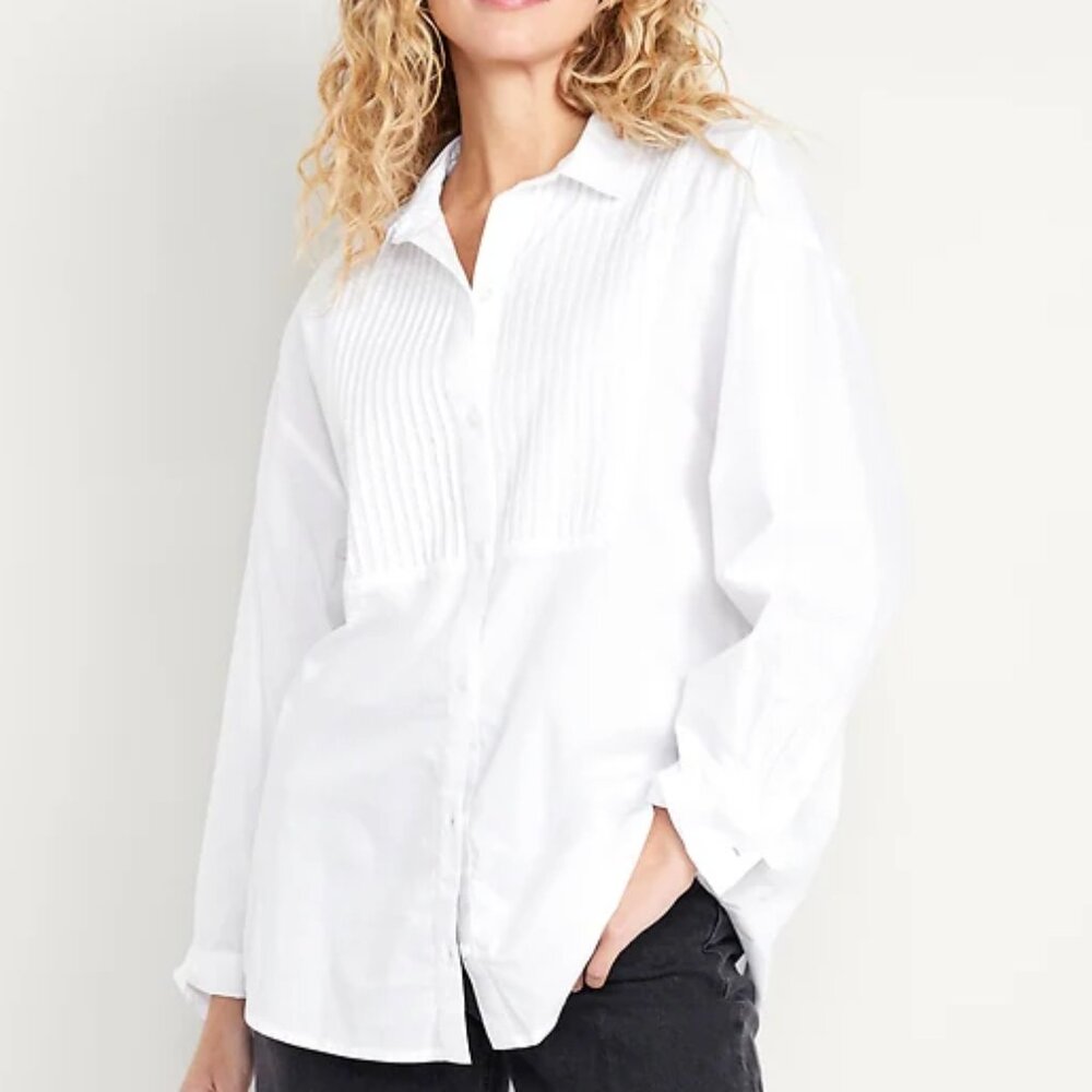 Old Navy Tuxedo Boyfriend Button-Down Shirt – White – XL